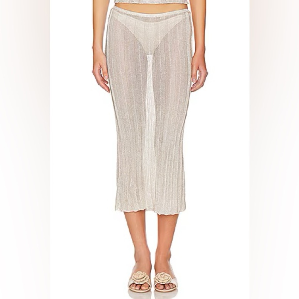 nwot Danielle Guizio slinky rib knit midi skirt🤍